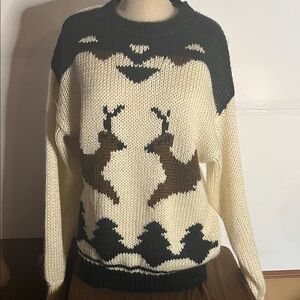 😄Vintage Xmas sweater reindeer spirit river Xl